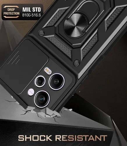 Vista 7 de CCSmall - Funda para Xiaomi Redmi Note 12 Pro+ con cubierta deslizante para cámara SJ color negro