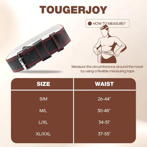 Vista 2 de Genuine Leather Weight Lifting Belt for Men Double Prong Power Belt Heavy Duty - Strong, Stabilizing Back Support for Deadlifts, Squats Powerlifting