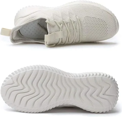 Vista 3 de KEEZMZ Womens Ladies Walking Running Shoes Slip On Lightweight Casual Tennis Sneakers Clothes Shoes Beige