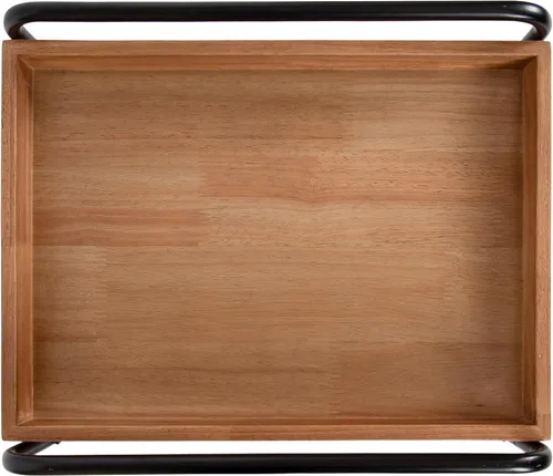 Vista 7 de Kate and Laurel Nicco - Mesa auxiliar moderna de transición de 2 niveles; 16 x 13 x 26; madera natural y negro; mesa auxiliar rectangular escalonada