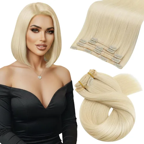 Vista 86 de Moresoo Extensiones de cabello humano con clip, balayage, color marrón oscuro a marrón dorado con clip, extensiones de cabello humano con clip, 5