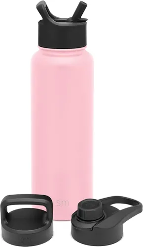 Vista 7 de Simple Modern botella de agua reutilizable con tapa para beber y con pajilla, termo de acero inoxidable con aislamiento al vacío, para gimnasio