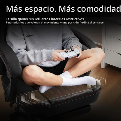 Vista 4 de Dowinx Silla de Juegos de Cuero PU Transpirable para Jugadores con Reposapiés, Soporte Lumbar de Masaje, Silla de Computadora Reclinable Ergonómica