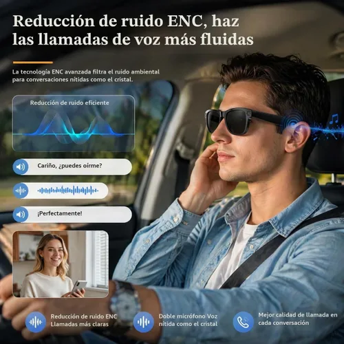Vista 6 de Nuevas gafas inteligentes AI con cámara, gafas de grabación de video 8MP 4K