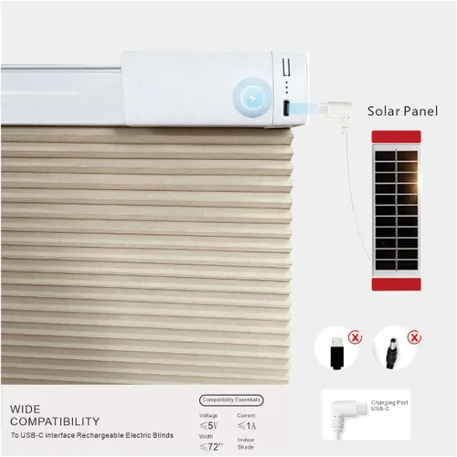 Vista 8 de 1 panel solar de 1.3 W5.5 V, adecuado para persianas eléctricas, persianas inteligentes, enchufe USB-C, generación de energía solar móvil, instalado