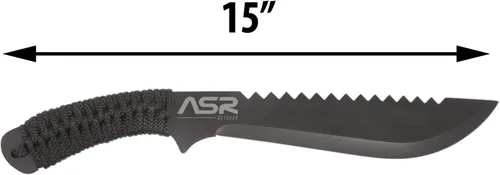 Vista 8 de ASR Outdoor Machete de espiga completa de 15.5 pulgadas con hoja reciclada y espiga dentada en zigzag, negro