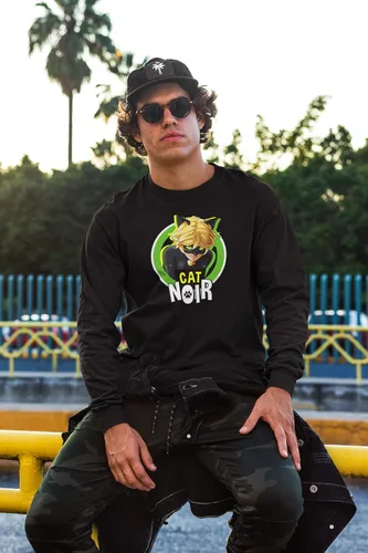 Vista 4 de Miraculous Ladybug and Cat Noir Merch Adrien Hero - Camiseta de manga larga completa