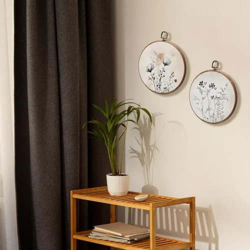 Vista 6 de KSDUT Arte de pared floral vintage de mediados de siglo, arte de pared botánico neutro para pared, lienzo para colgar, paisaje retro, flores