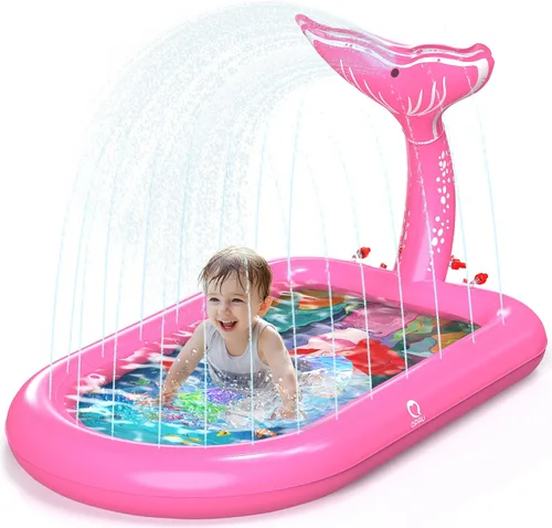 Vista 12 de QPAU Almohadillas de salpicaduras para niños pequeños de 1 a 3 años, tapete de juguete de elefante azul para niños, tapete de juego al aire libre