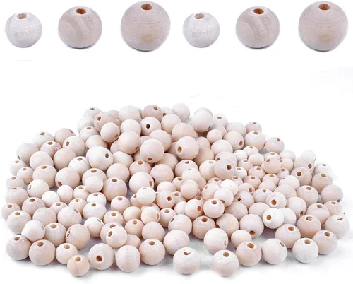 Vista 10 de BronaGrand 200pcs 0.236 in Color Natural Bola Redonda Madera Espaciador Perlas Joyas Hallazgos Encantos