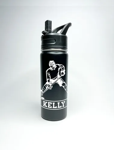 Vista 3 de MIRROR MANIA Hockey sobre hielo, hockey sobre hierba, jugador de equipo, botella de agua hidráulica personalizada de acero inoxidable