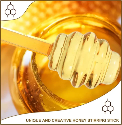 Vista 5 de Kichvoe Honey Dipper - Agitador de vidrio transparente de 5.35 pulgadas para jarabe de mermelada, té, leche, azúcar, frutas, herramienta