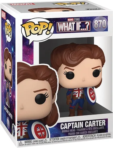 Vista 2 de POP Marvel: What If? - Figura de vinilo del Capitán Carter Funko Pop! (paquete con funda protectora compatible con POP Box), multicolor, 3.75