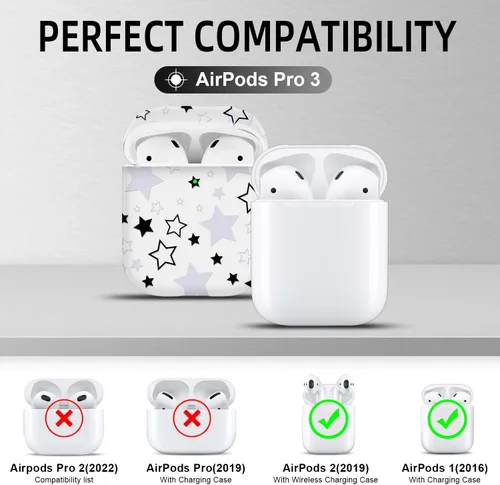 Vista 2 de Funda compatible con Airpods con llavero de estrella, diseño de estrella con bonitos encantos, funda protectora suave de poliuretano termoplástico a