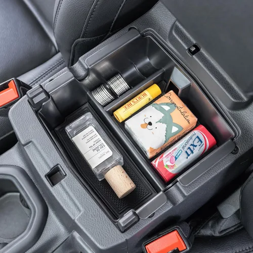 Vista 2 de PIMCAR Organizador de consola central para Jeep Wrangler JL/JLU (2018-2026) y Gladiator JT (2020-2026) Bandeja de almacenamiento para reposabrazos