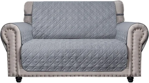 Vista 16 de Ameritex - Funda protectora para sillón de dos puestos, impermeable, acolchada, con revestimiento antideslizante de huellitas, para perros, niños