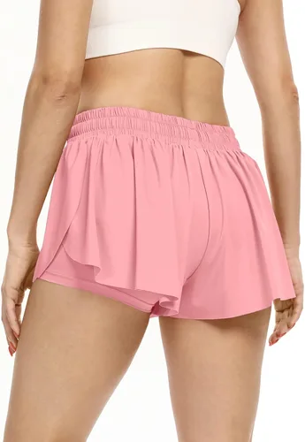 Vista 6 de Blaosn Pantalones cortos atléticos fluidos para mujer, gimnasio, yoga, entrenamiento, correr, pantalones cortos de tenis, falda falda linda, ropa