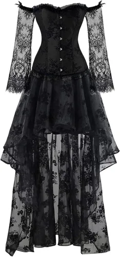 Vista 5 de Kimring - Corsé para mujer estilo victoriano con falda alta y baja