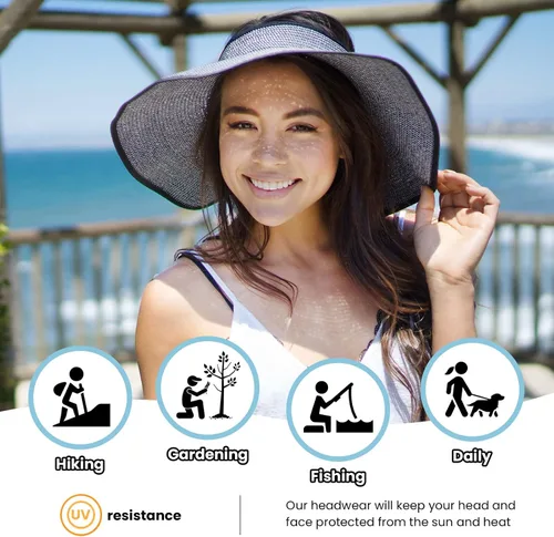 Vista 8 de Simplicity - Sombrero con protección solar UV UPF 50 para mujer, convertible en visera para playa