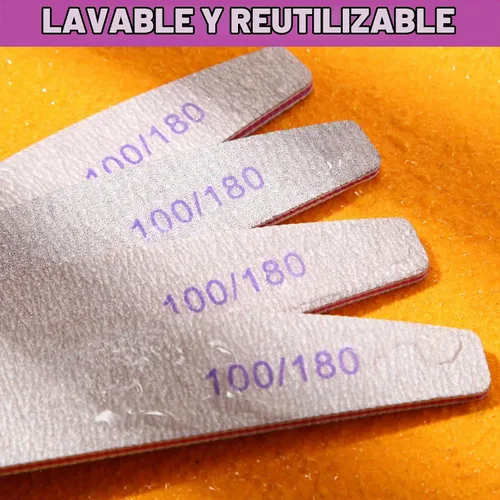 Vista 5 de 150 unidades de limas de uñas de grano 100/180 a granel de doble cara