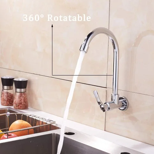 Vista 7 de Inchant Grifo de fregadero de agua fría – Grifo de barra de acero inoxidable de montaje en pared de arco alto de un solo mango para cocina, jardín