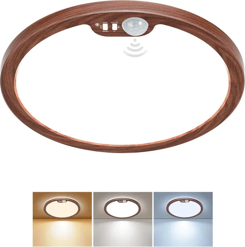 Vista 13 de BLNAN Lámpara de techo con sensor de movimiento con cable, 8.7 pulgadas, 3000 K, 4000 K, 5000 K, seleccionable, lámpara LED de montaje empotrado