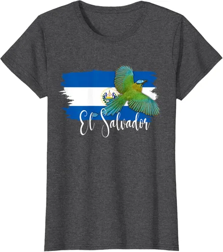 Vista 4 de Camiseta con la bandera de El Salvador, mapa de El Salvador, camiseta de Salvador para mujer, Negro