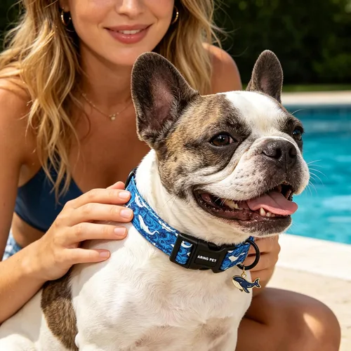 Vista 145 de Aring Pet Collar de algodón, ligero y ajustable, con hebilla de liberación rápida, para perros pequeños, medianos y grandes, para cachorros, S, Hoja