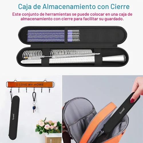 Vista 4 de Herramienta de medición de tamaño de anillo Traje de combinación de metal para medición de tamaño de dedos, fabricación de joyas y corrección
