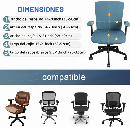 Vista 4 de Tallew Juego de 4 Fundas para Silla de Oficina, Fundas Universales Elásticas para Computadora, Fundas Estiras para Asiento de Silla, Fundas