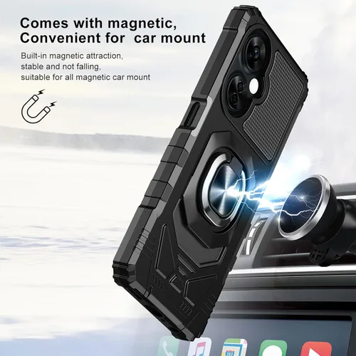 Vista 6 de Ailiber - Funda para OnePlus Nord N30 5G, protector de pantalla, color negro Flexible Stable Ring Kickstand Holder Military-Grade Drop Protection