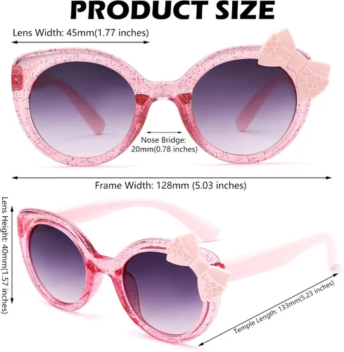 Vista 5 de Bouryo Gafas de sol para niñas con diseño de ojo de gato para niños de 3 a 10 años, protección UV400