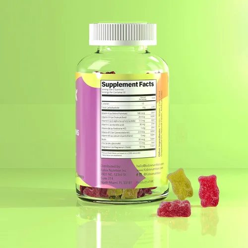 Vista 4 de Kobix - Gomitas multivitamínicas para niños, vitaminas para niños, Kosher sin OMG, veganas, sin gluten, 60 gomitas esenciales para niños