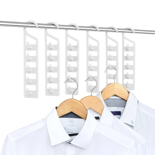 Vista 11 de CraftyCrocodile Perchas que ahorran espacio para ropa, paquete de 2, plástico resistente, ahorro de espacio para camisas, pantalones, jeans