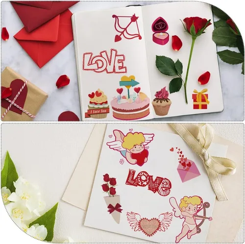 Vista 3 de SUPERDANT Calcomanías de Pared para el Día de San Valentín Lindo Ángel Osito Corazón Romántico Decoración de Pared Calcomanías de Arte de Pared