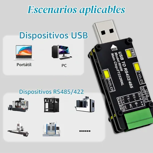 Vista 5 de Adaptador convertidor USB a RS485 RS422
