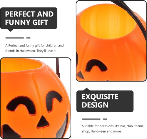 Vista 4 de TOYANDONA 3 piezas de calabaza cubo calabaza decoración mini decoración Halloween decoración adornos colgante de Halloween niños truco o trato
