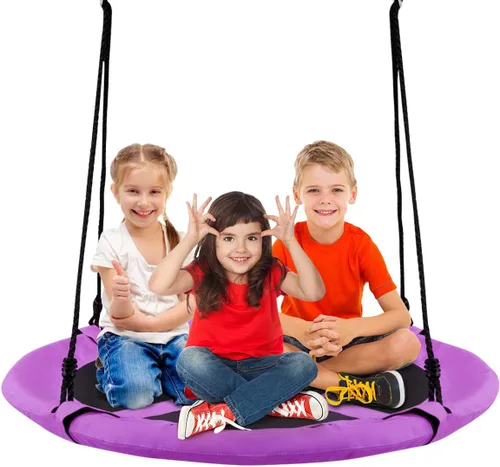 Vista 13 de Costzon - Platillo volador de 40 pulgadas, columpio seguro y resistente para niños de fácil montaje, cuerdas ajustables, ideal para el parque
