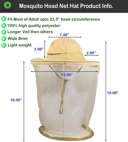 Vista 6 de Mosquito Head Net Hat, Providing a Physical Barrier to Help Keep Mosquitoes and Bugs Away from Your Face