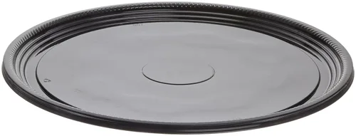 Vista 2 de CaterLine Casuals - Bandeja redonda de plástico, 12 pulgadas, negro, (25 unidades)