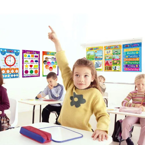 Vista 7 de Carteles educativos para niños en edad preescolar, niños y niñas, aulas, alfabeto, números, formas, colores, estaciones, semana, meses, más, 11 x 16