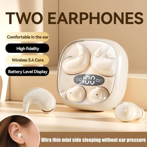 Vista 2 de Paquete de 2 auriculares Bluetooth ultra mini 2026, impermeables, invisibles, inalámbricos, Bluetooth 5.4, 2 pares de mini auriculares