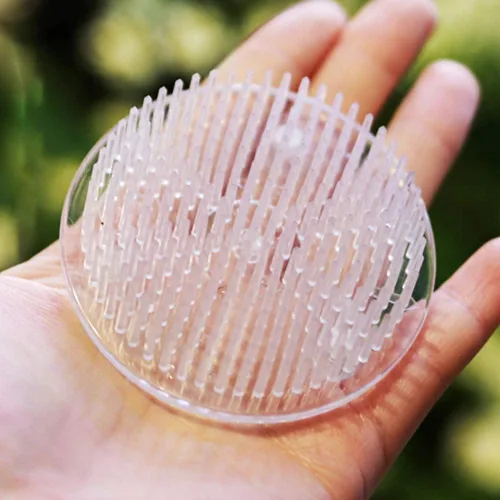 Vista 3 de Rana de Flores de Plástico Transparente con Pinzas para Arreglos Florales 2.76" Pulgadas (70mm)