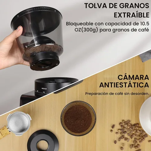 Vista 5 de BioloMix Molinillo de café eléctrico, molinillo cónico de rebabas
