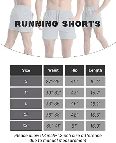 Vista 5 de Lempue Paquete de 2 pantalones cortos deportivos para hombre de 5 pulgadas, de secado rápido, pantalones cortos de entrenamiento para gimnasio