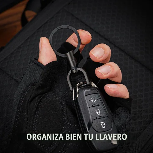 Vista 3 de KeyUnity KM13 Swivel Keychain with D Ring Key Shackle, Titanium Rotatable Key Organizer Negro