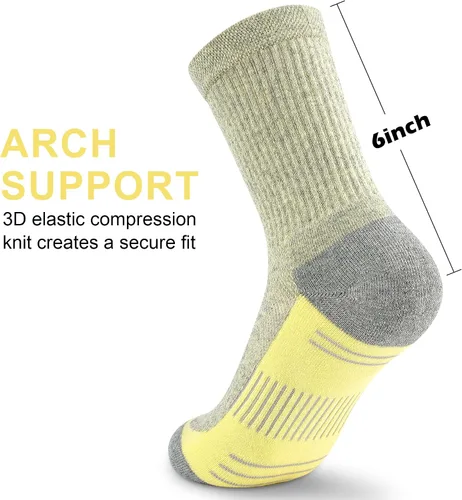 Vista 4 de Calcetines de compresión acolchados para mujer, para senderismo, correr, 3-5 pares