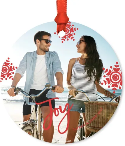 Vista 21 de Andaz Press Adorno de Navidad de metal personalizado con foto, bebé, corona dorada de vacaciones, fecha del nombre del bebé, 1 paquete, incluye