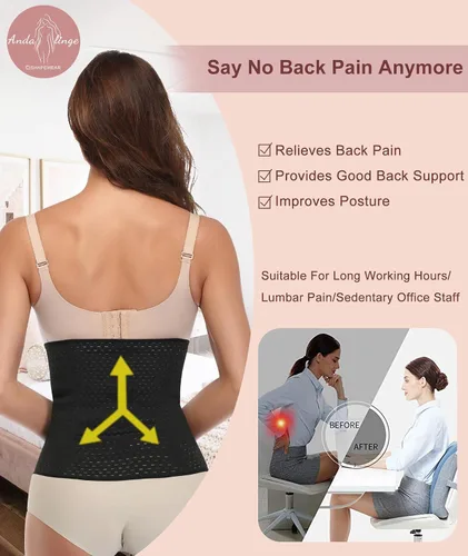 Vista 3 de Andalinge Entrenador de cintura para mujer, faja moldeadora de cintura para mujer, faja moldeadora de cuerpo con extensor de huesos de acero