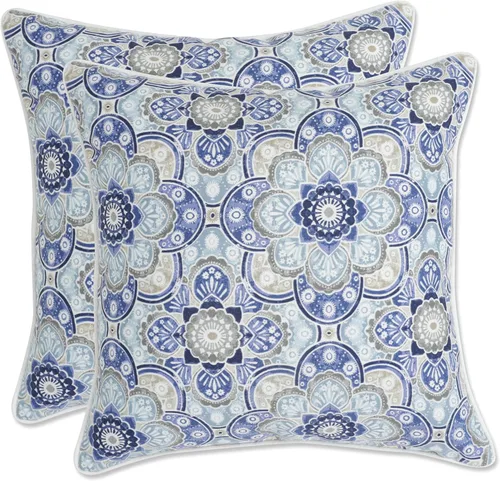 Vista 8 de Pillow Perfect Almohada decorativa floral para interiores y exteriores, relleno de felpa, resistente a la intemperie y a la decoloración, lumbar